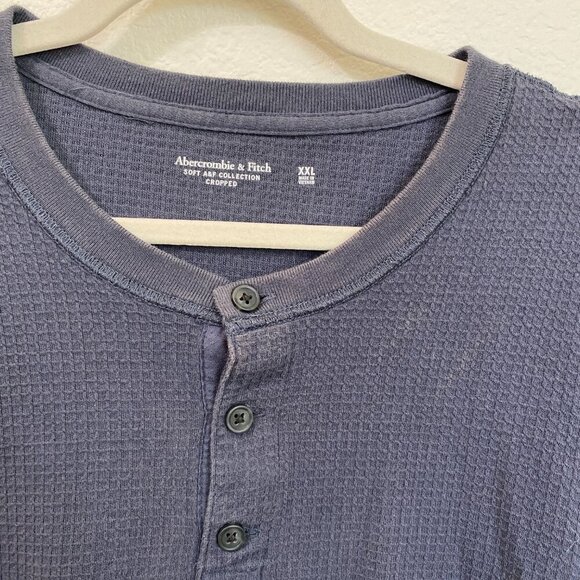 Abercrombie & Fitch Blue Soft A&F Cozy Cropped Thermal Henley - Picture 4 of 6